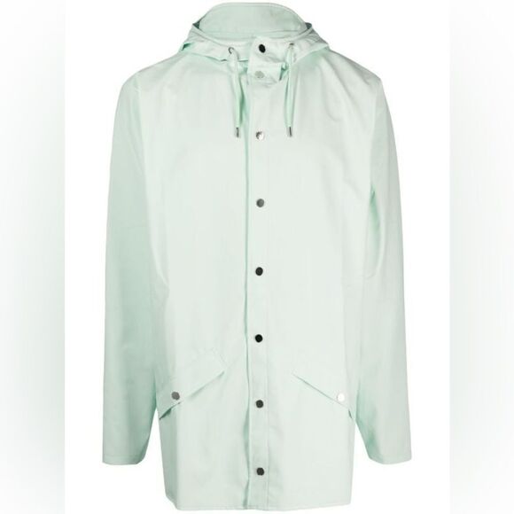 Rains Hooded Waterproof Jacket Mint Green (Mineral) L NWT